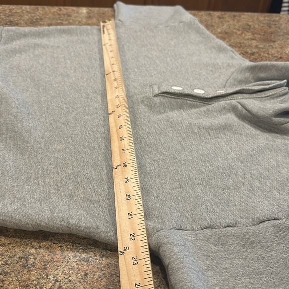 NSF French Terry Sweater Size Medium Gray Funnel Neck Half Button Front - Picture 11 of 13